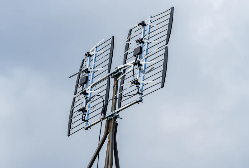A TV antenna mounted on a rooftop