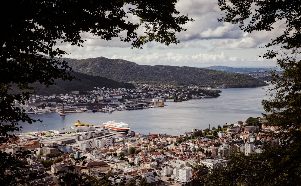 a large body of water surrounded by a city