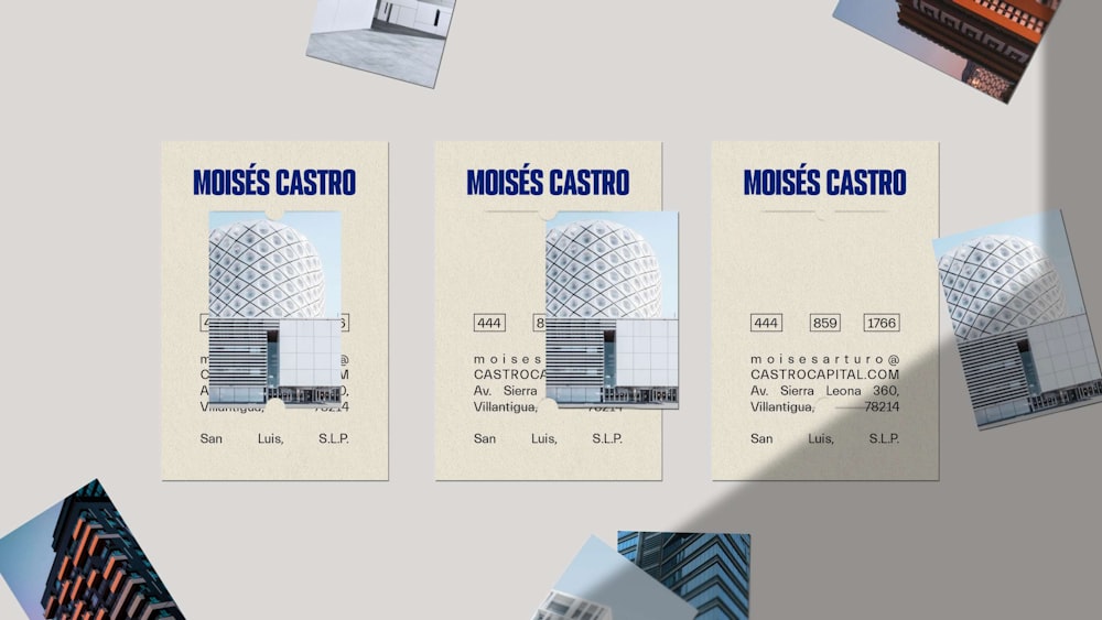 a series of brochures designed to look like modern architecture