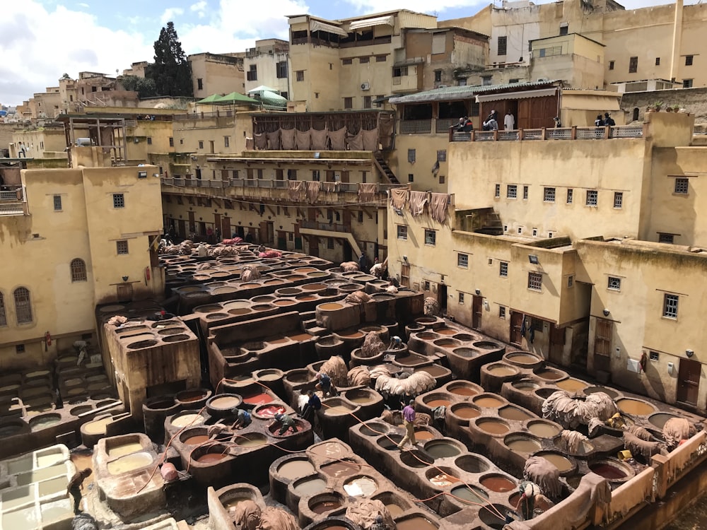 a group of clay pots sitting on top of a roof