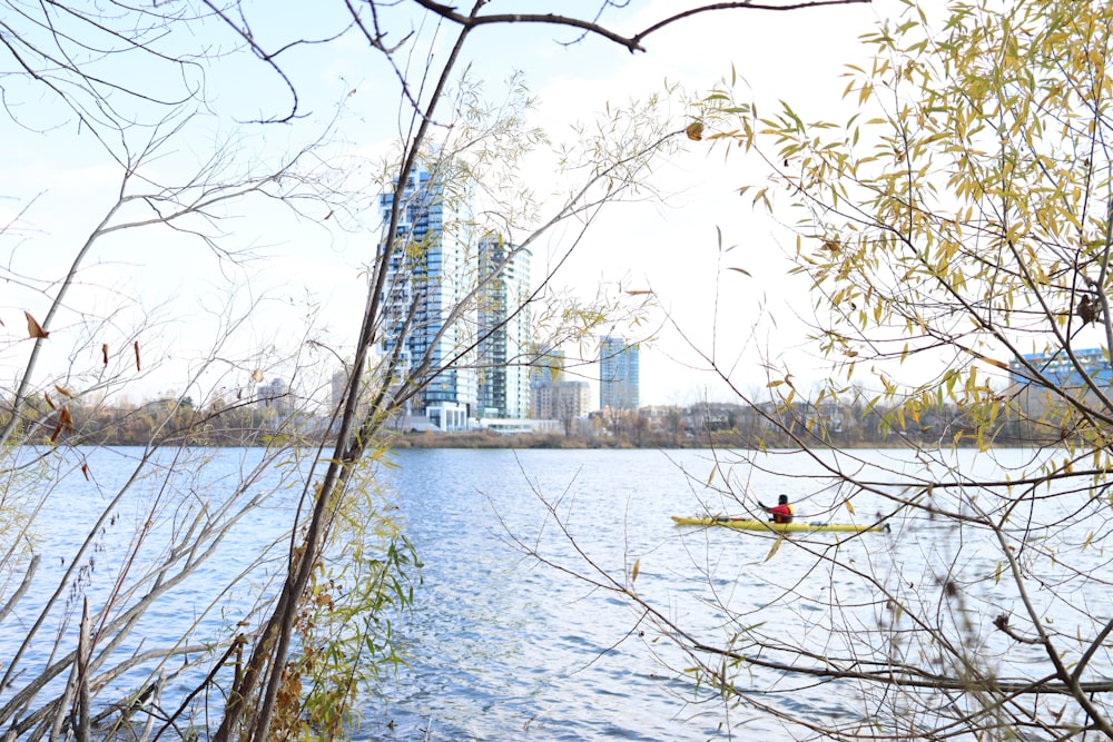 a person in a kayak on a body of water