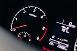 a close up of a speedometer in a car