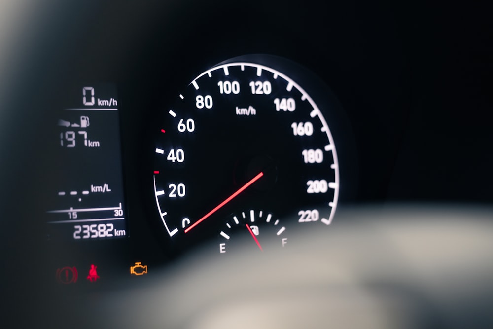 a close up of a speedometer in a vehicle