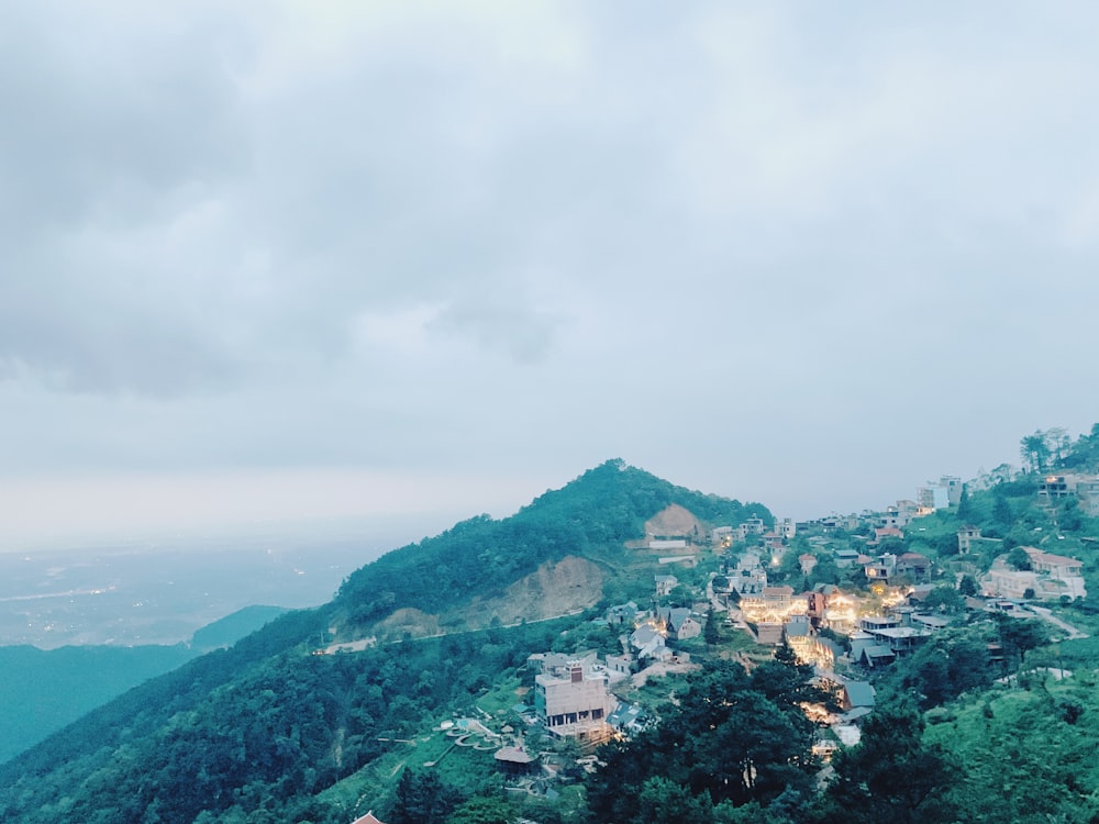 a view of a town on a mountain side