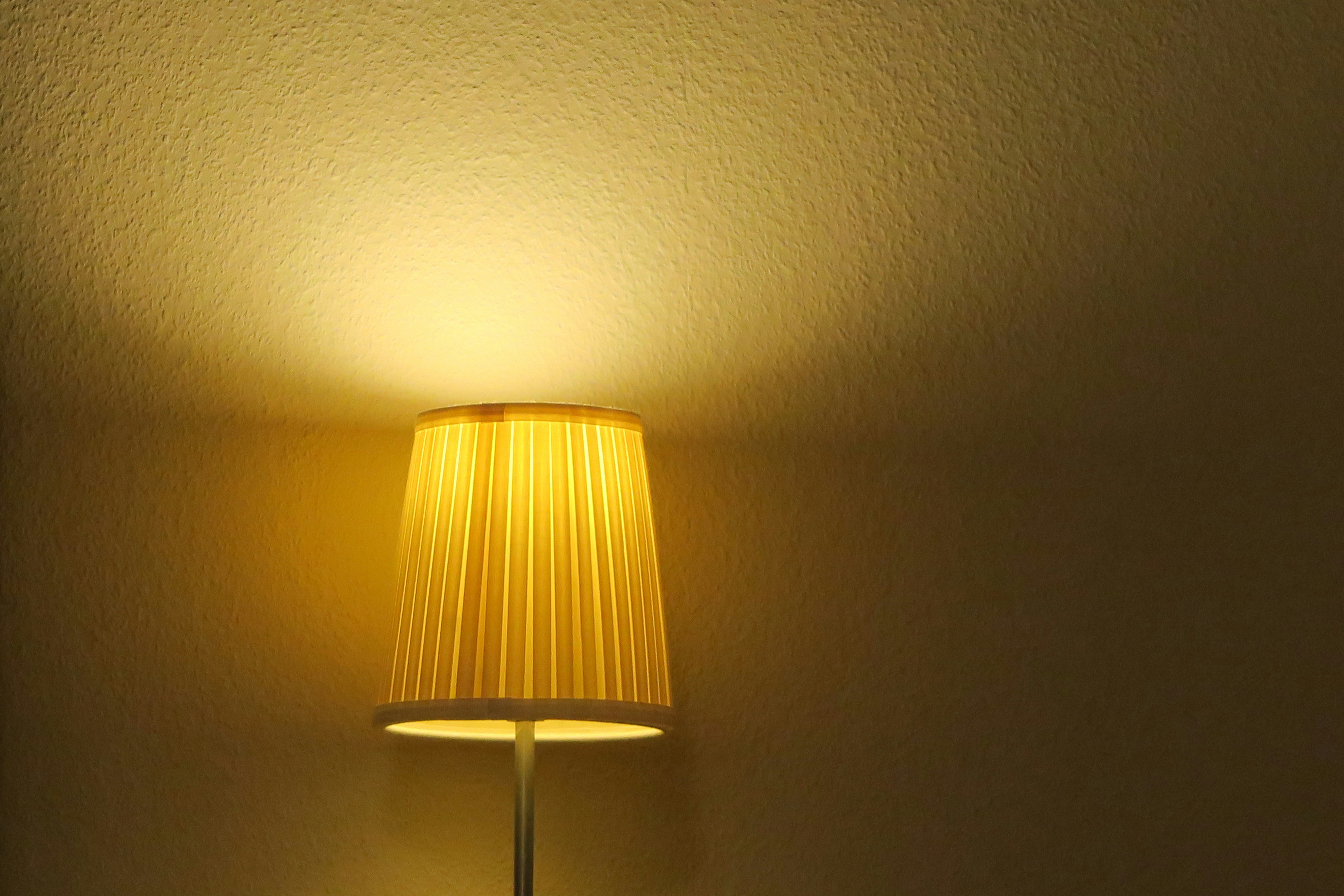 a lamp that is on in a room