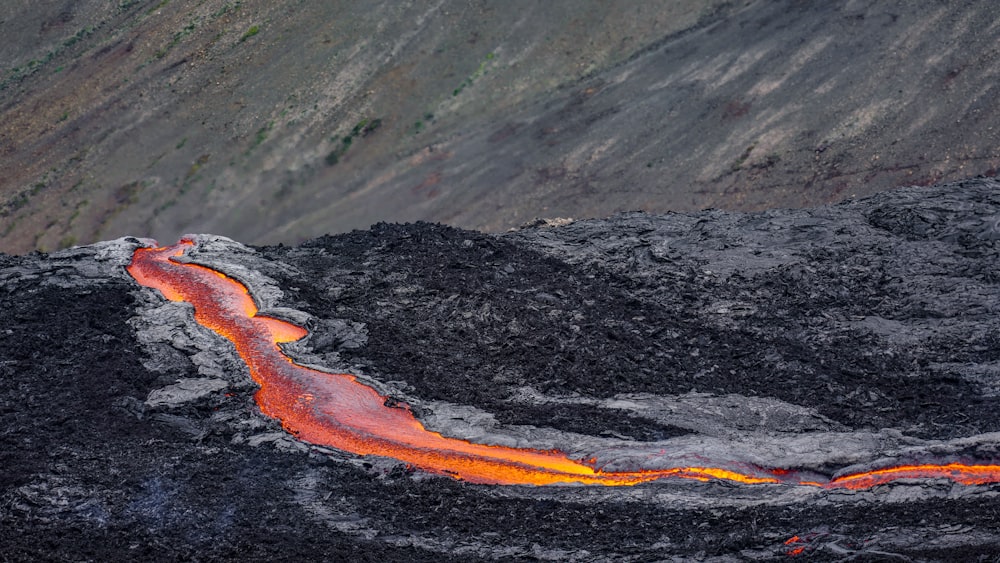 a lava flow in the middle of a mountain