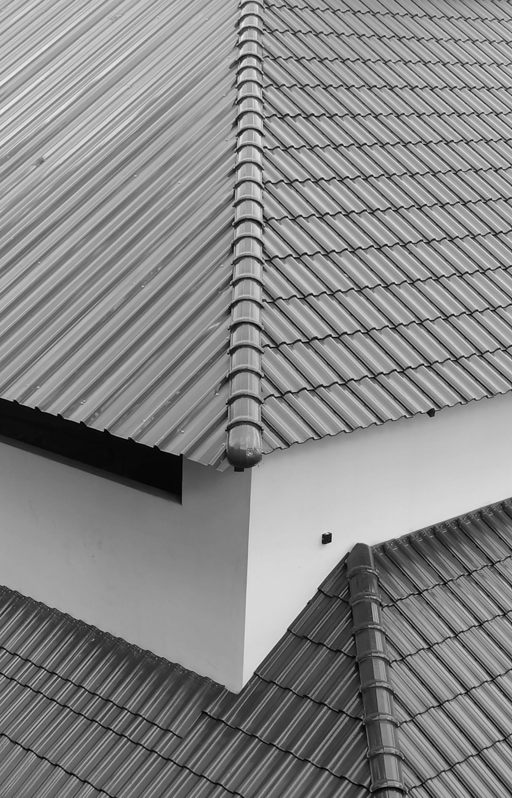 a black and white photo of a roof