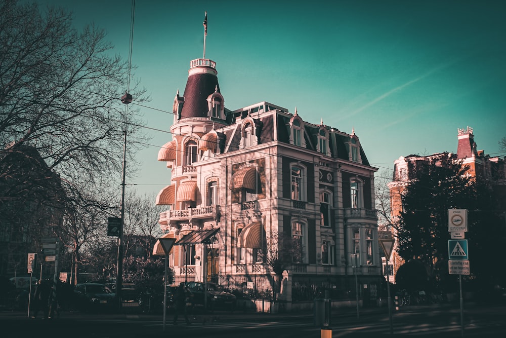 a large building with a clock on the top of it