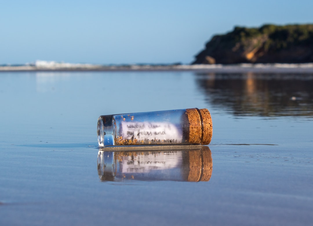 a message in a bottle sitting on the beach