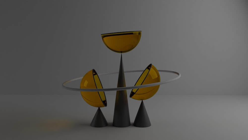 a yellow and black object sitting on top of a table