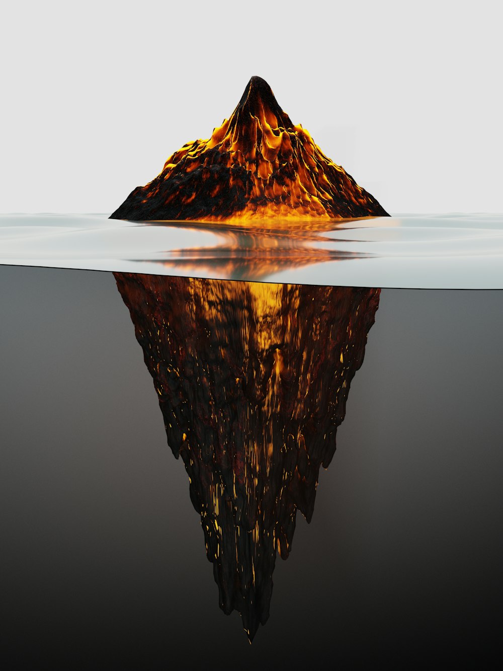 Ein Berg spiegelt sich im Wasser