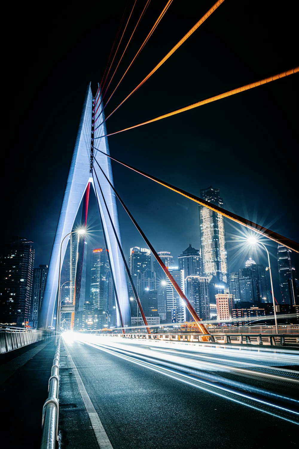 a very long exposure of a city at night