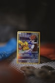 a pokemon card sitting on top of a table