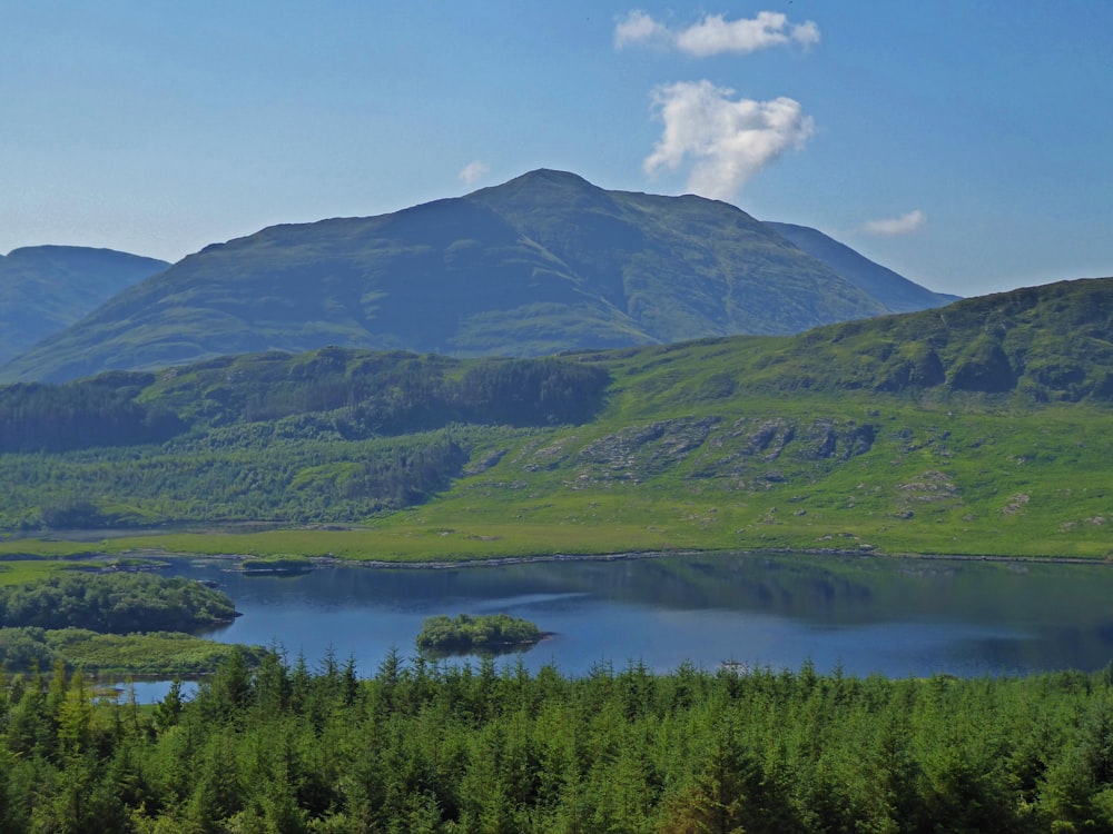 a large body of water surrounded by mountains