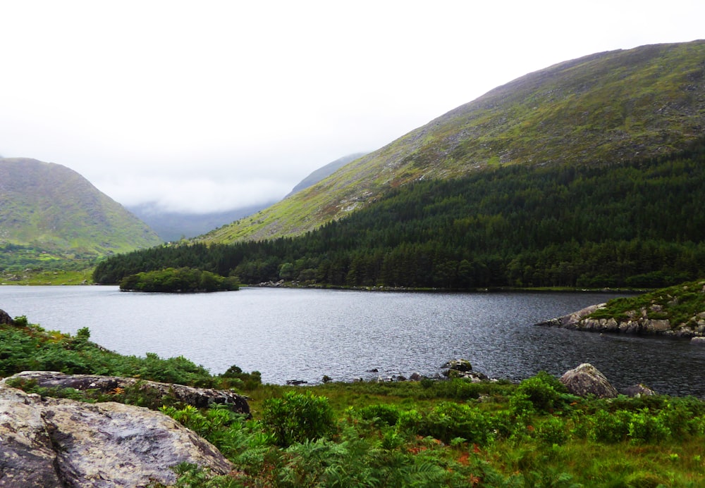 a large body of water surrounded by mountains