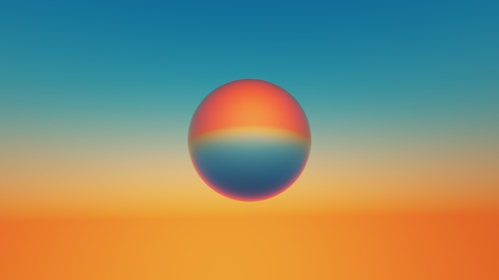 an orange and blue sphere on a blue and orange background