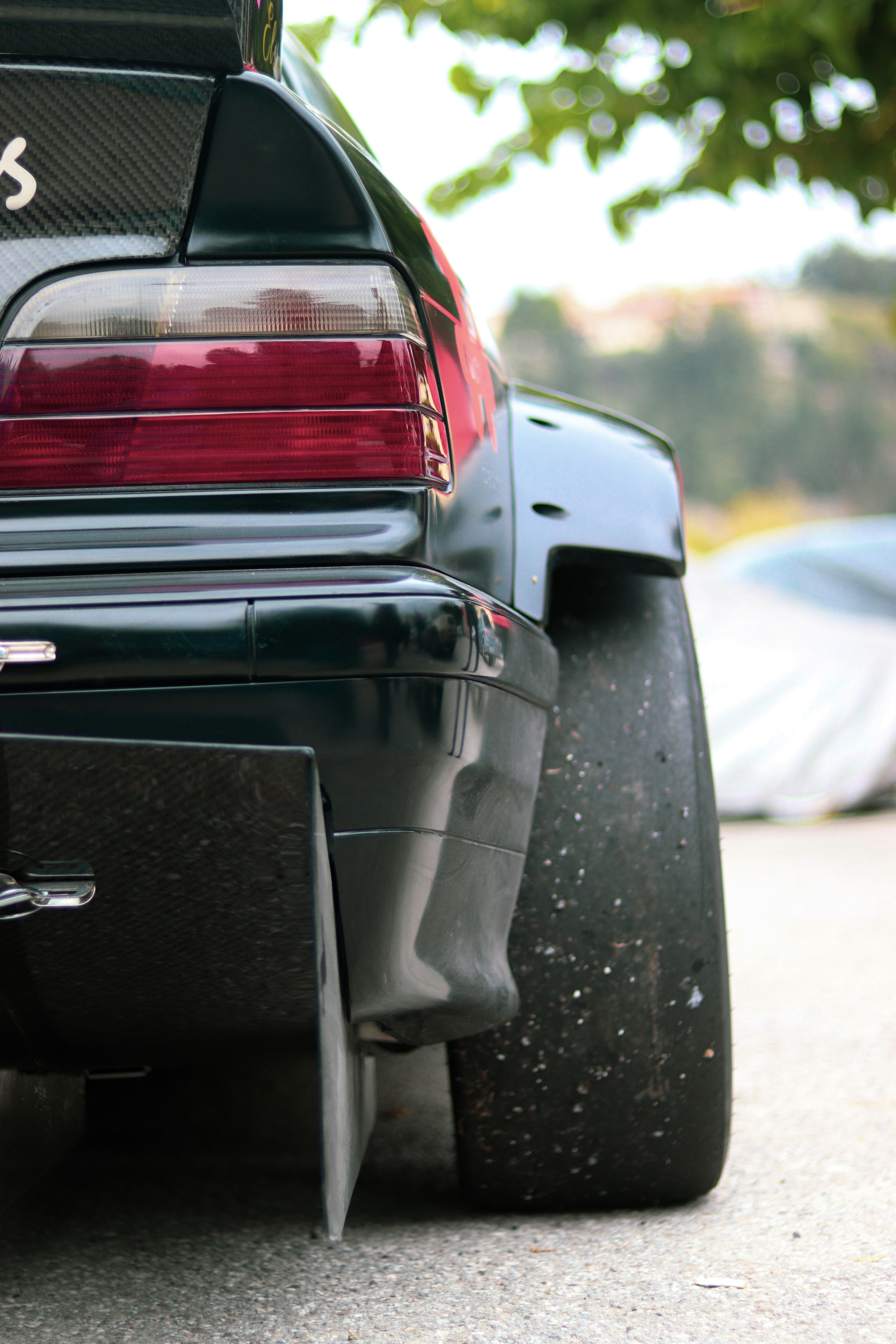 a close up of the tail end of a car