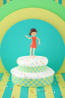 An animated scene from a playful food-themed Android game with characters and bright graphics.