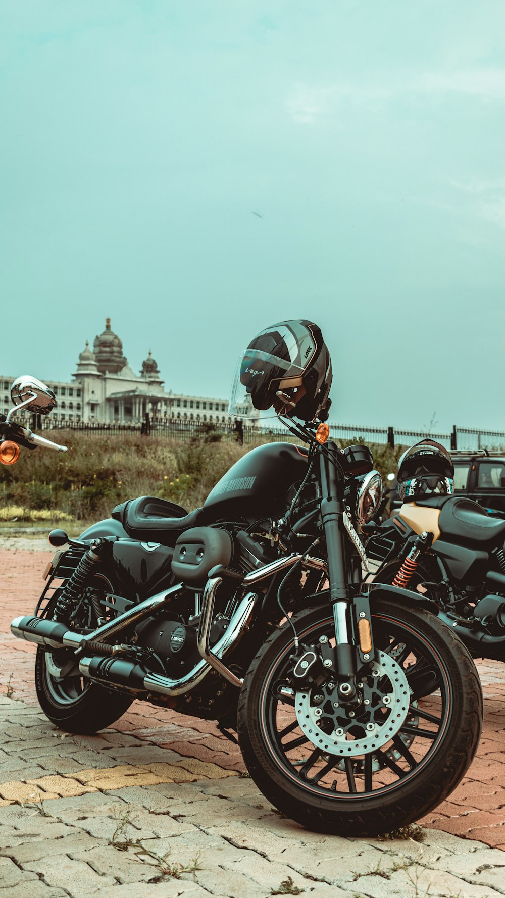 a couple of motorcycles parked next to each other