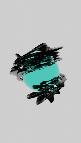 a blue and black object floating in the air