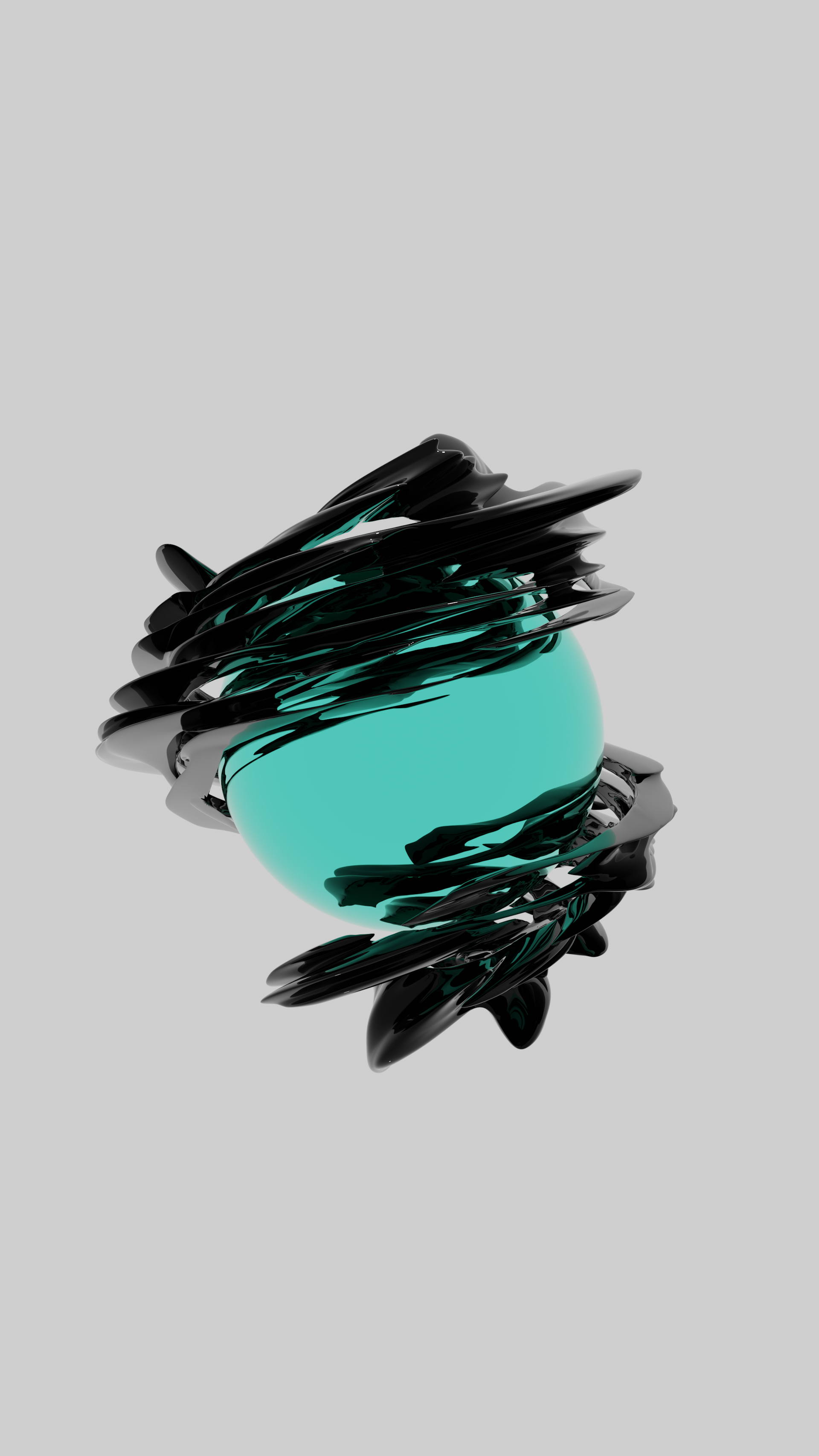 a blue and black object floating in the air
