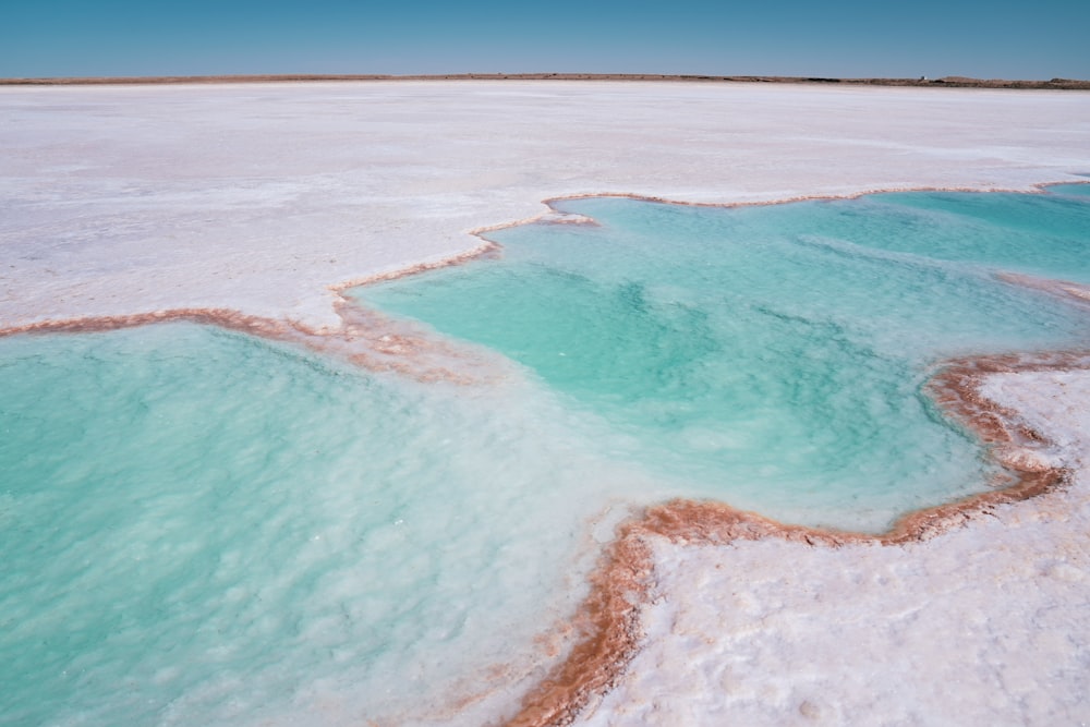 a body of water that has some ice on it