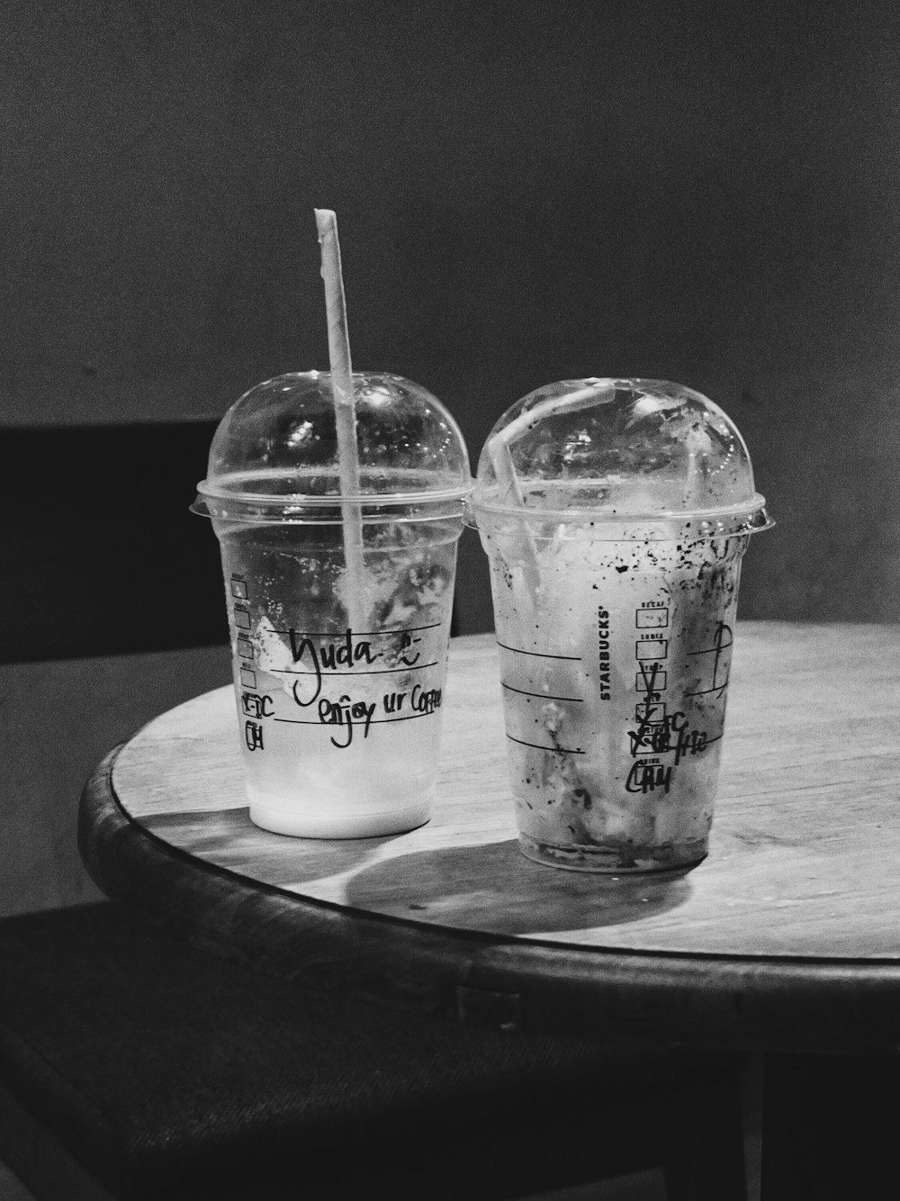 a couple of cups sitting on top of a table