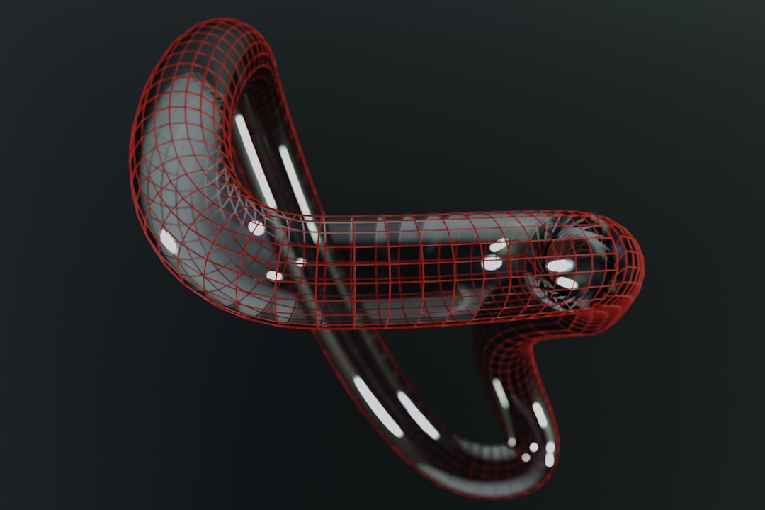 a 3d image of a metal object on a black background,