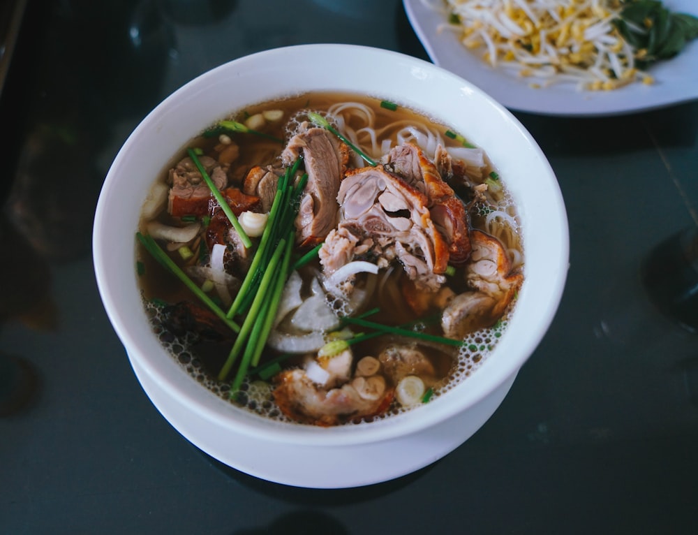 a bowl of food on a table