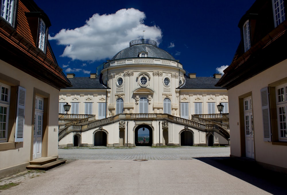 a large building with a clock on the front of it