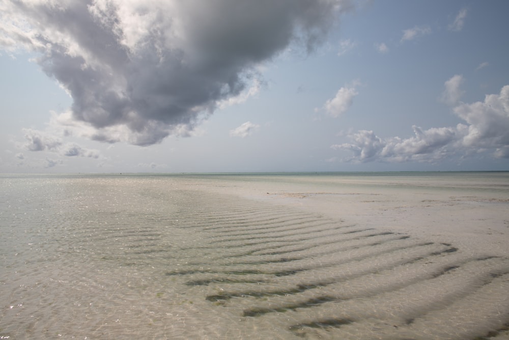 a large body of water sitting under a cloudy sky