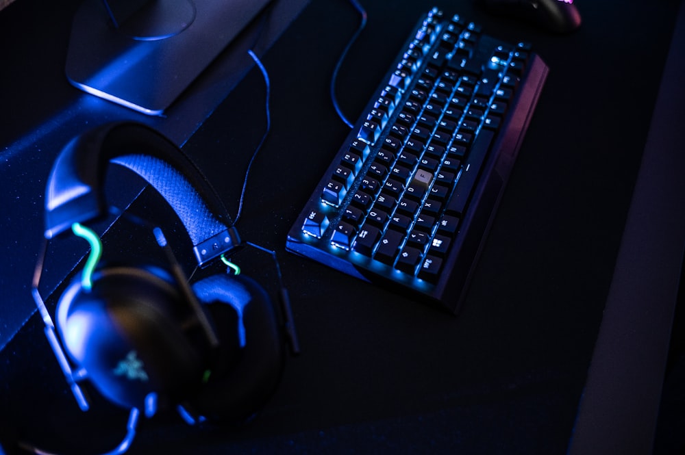 a close up of a keyboard and a mouse