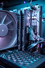 Close-up of high-quality computer components arranged neatly.