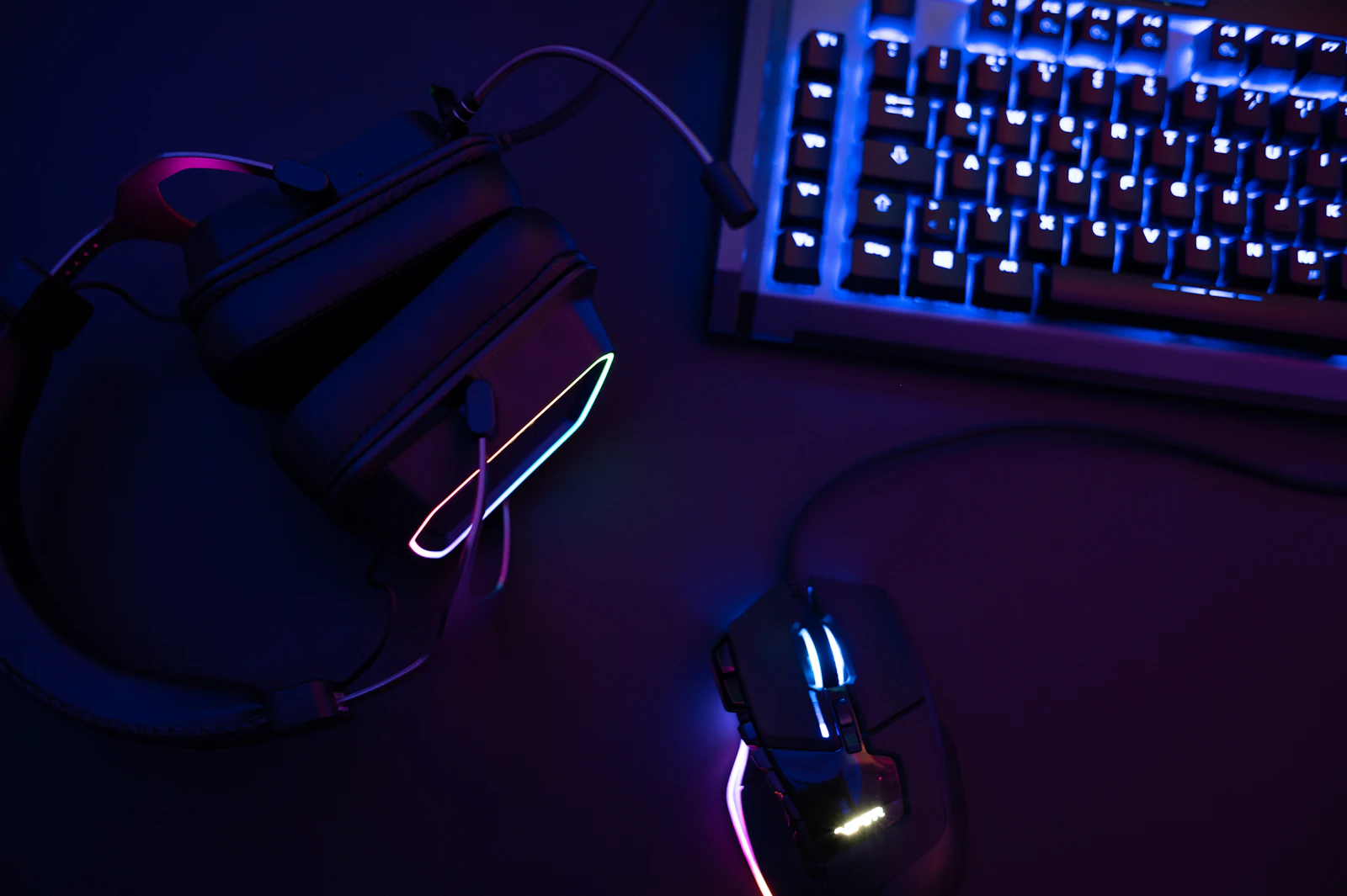 Gaming setup with RGB mouse and keyboard for Counter-Strike 2 Premier matches