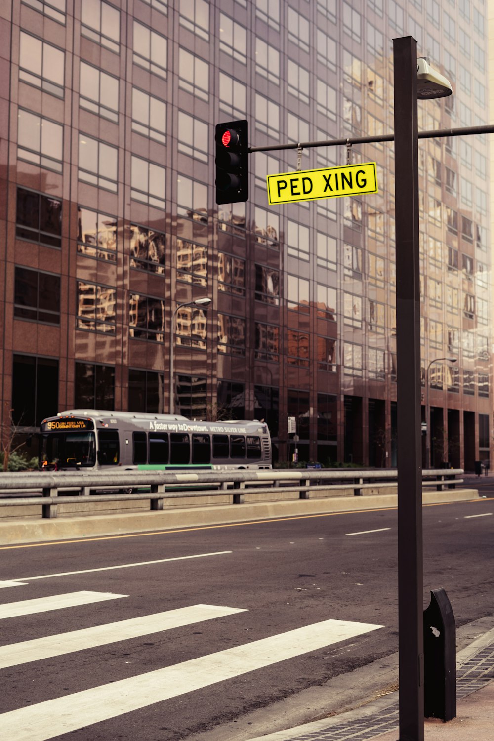 a city street with a train on the tracks