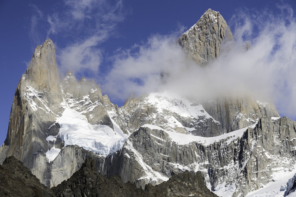 a very tall mountain with a lot of snow on it