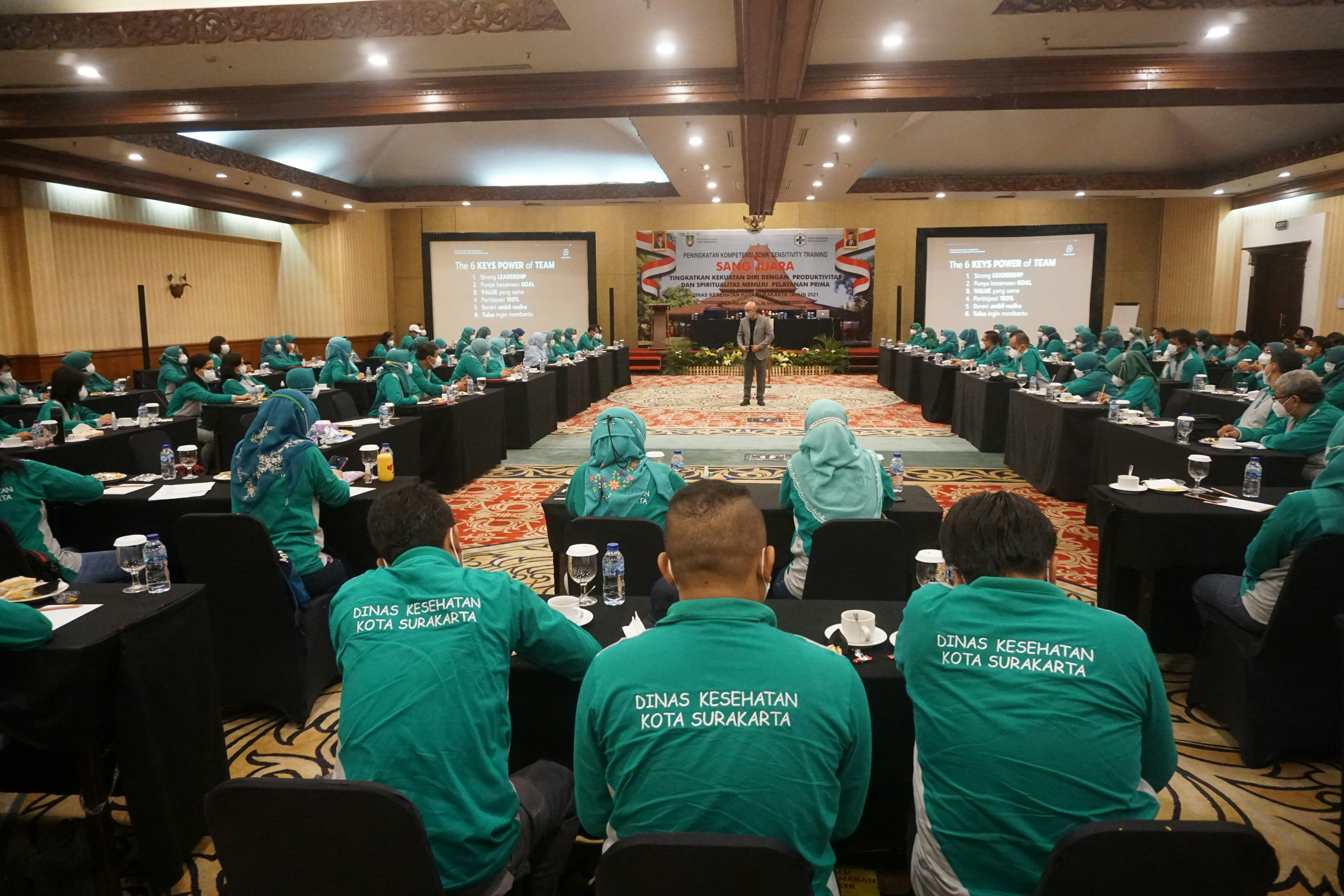 Hotel management team conducting guest service training session