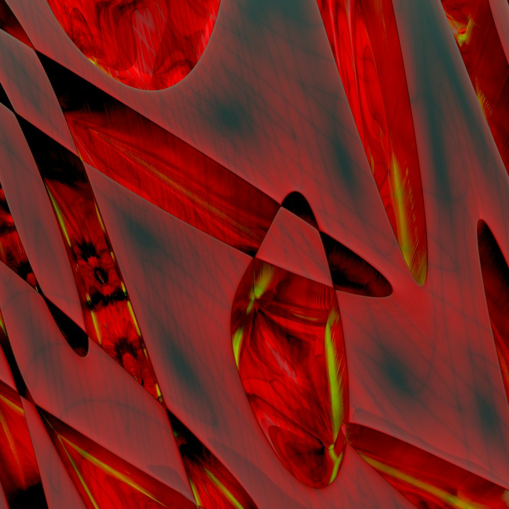 a computer generated image of red and yellow shapes
