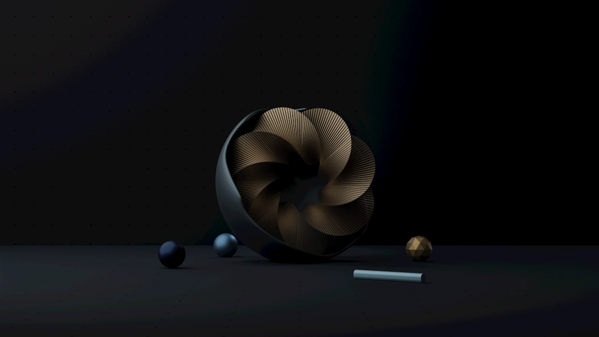 Abstract 3D objects on dark surface