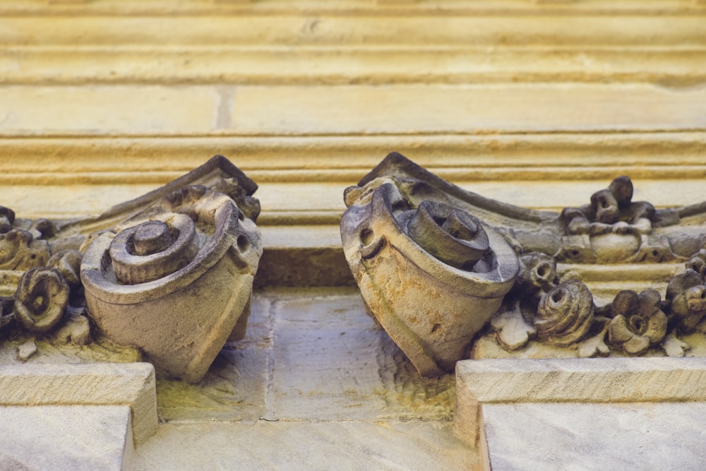 a close up of a pair of shoes on a building