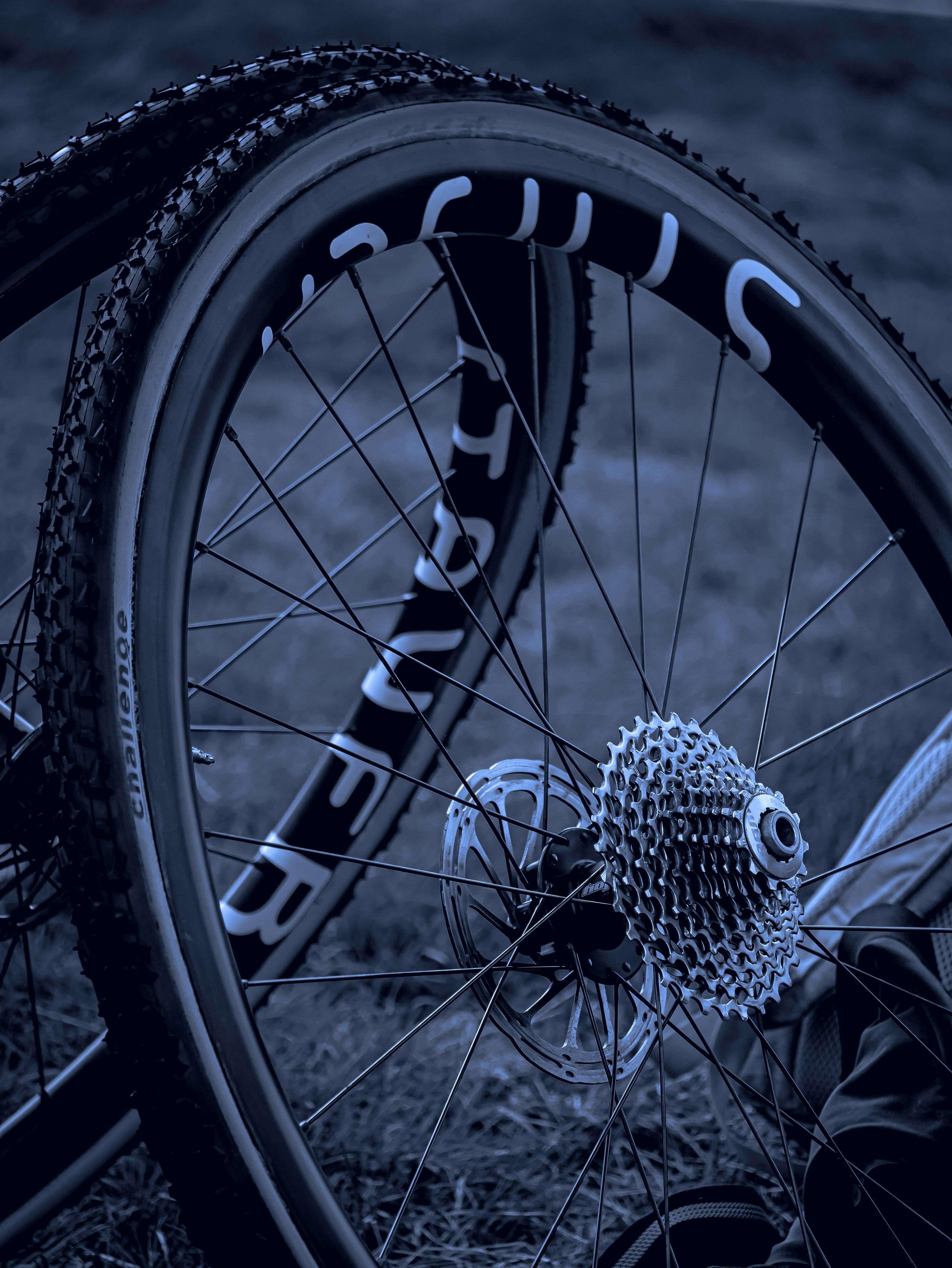 a close up of a bike tire and a bicycle tire