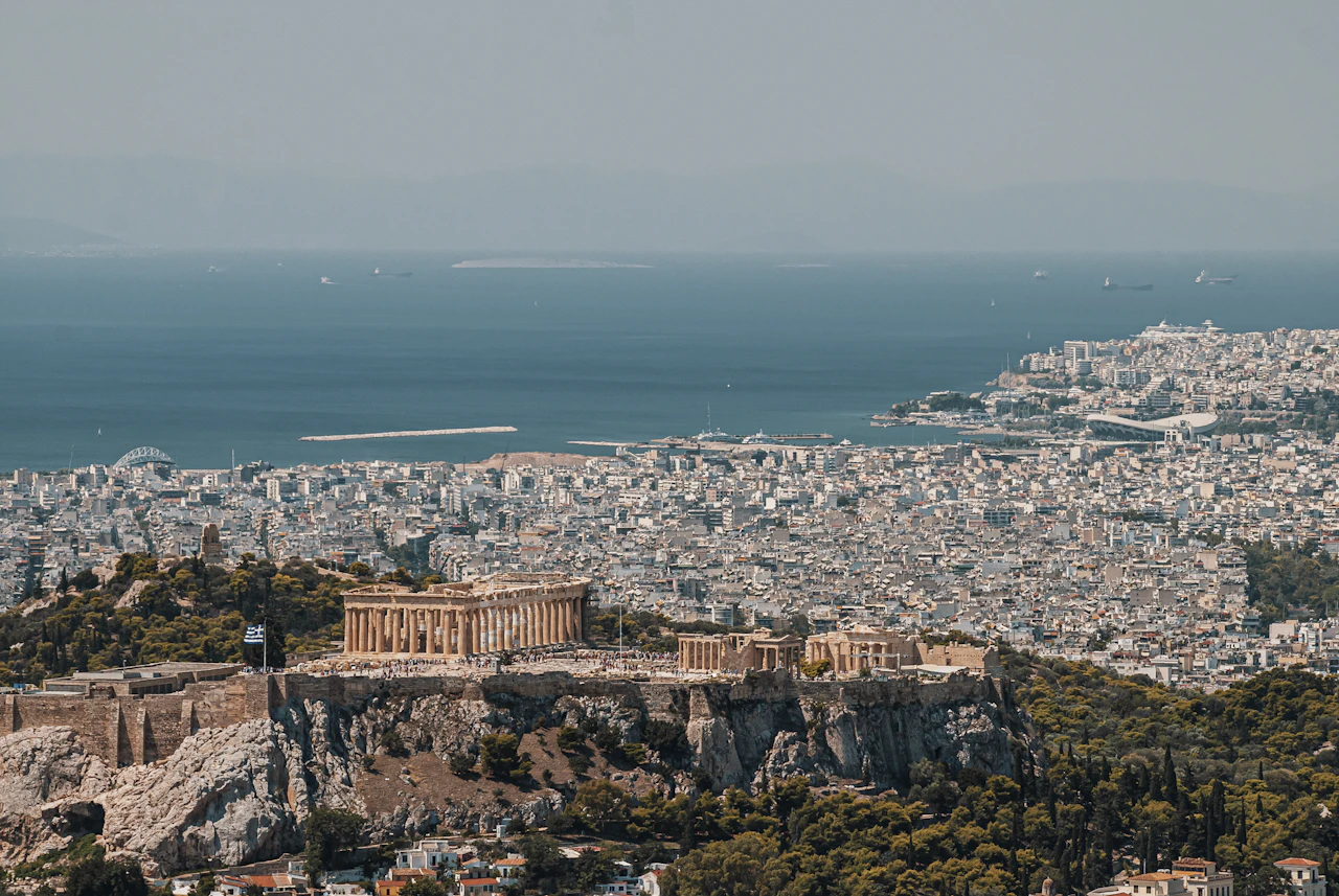 Elevated view over the Athens cityscape
