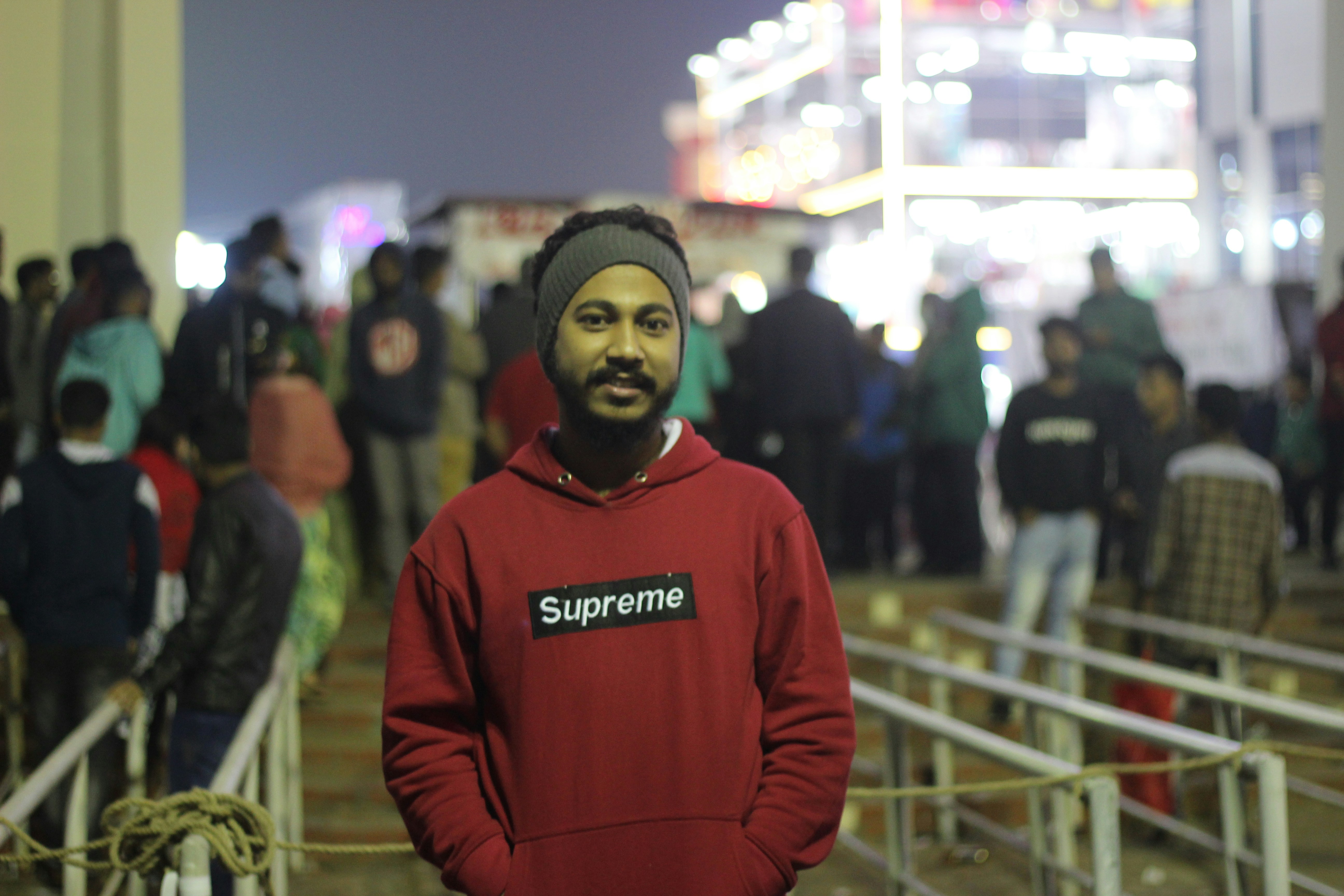 a man standing in front of a crowd of people