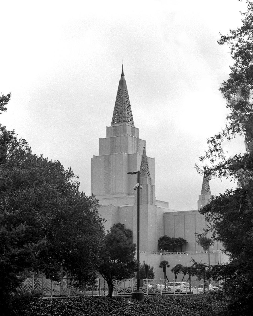 a black and white photo of a church