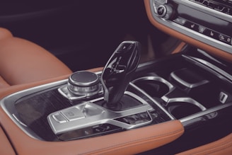a close up of a steering wheel in a car