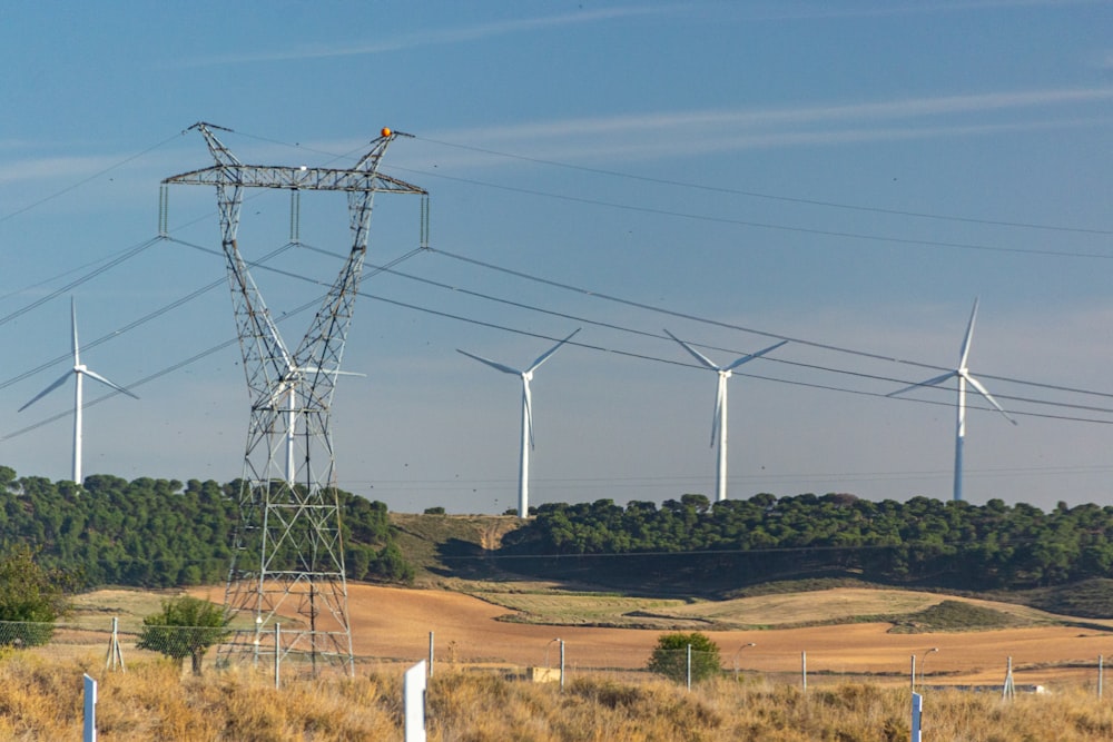 Ein Windpark mit Windkraftanlagen im Hintergrund