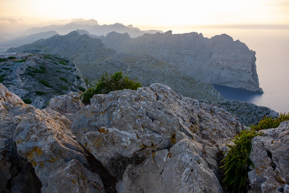 a view of the ocean from the top of a mountain