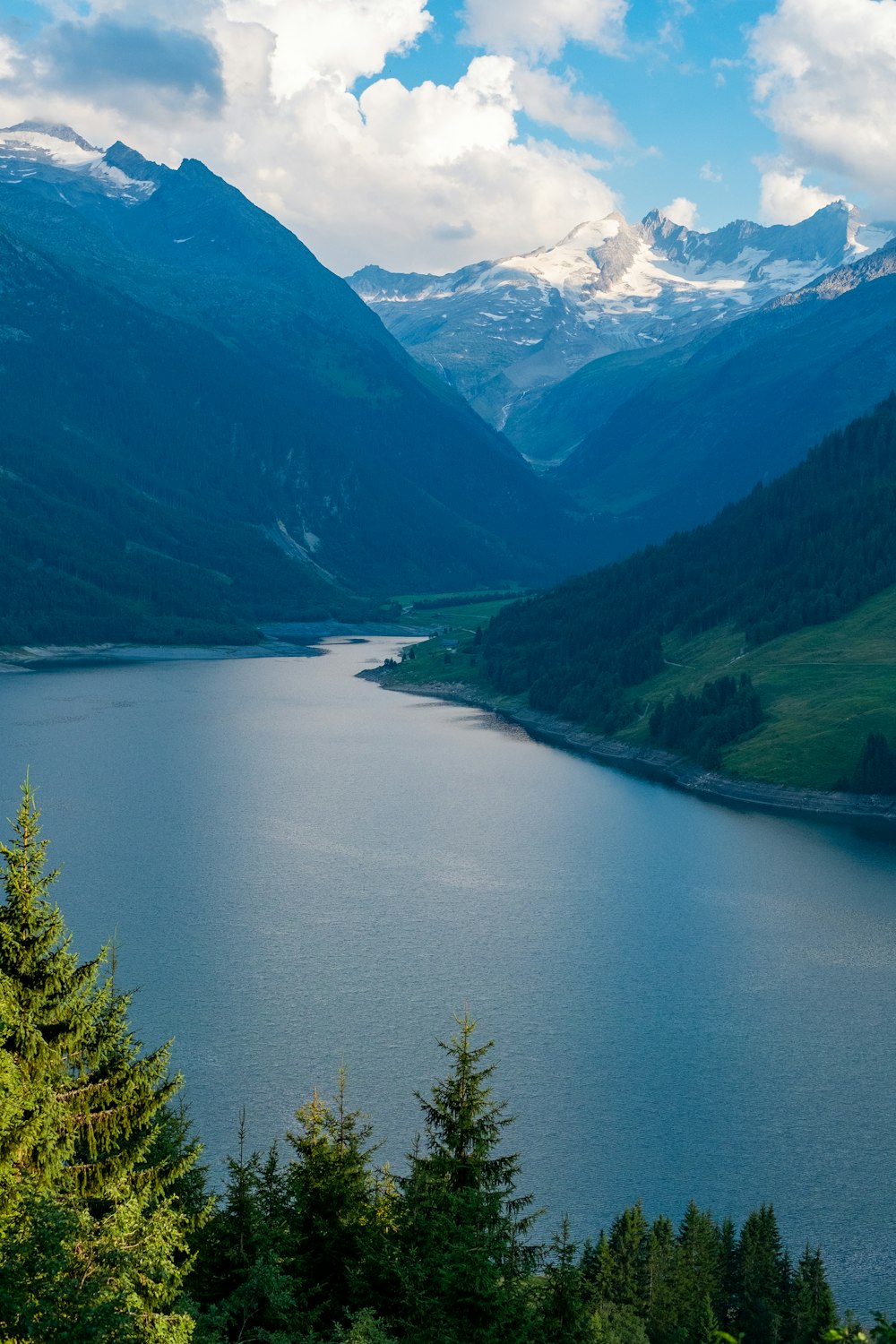 a large body of water surrounded by mountains