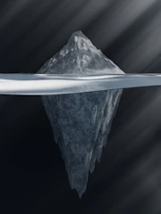 An iceberg illustration showing visible science above water and deeper concepts below.