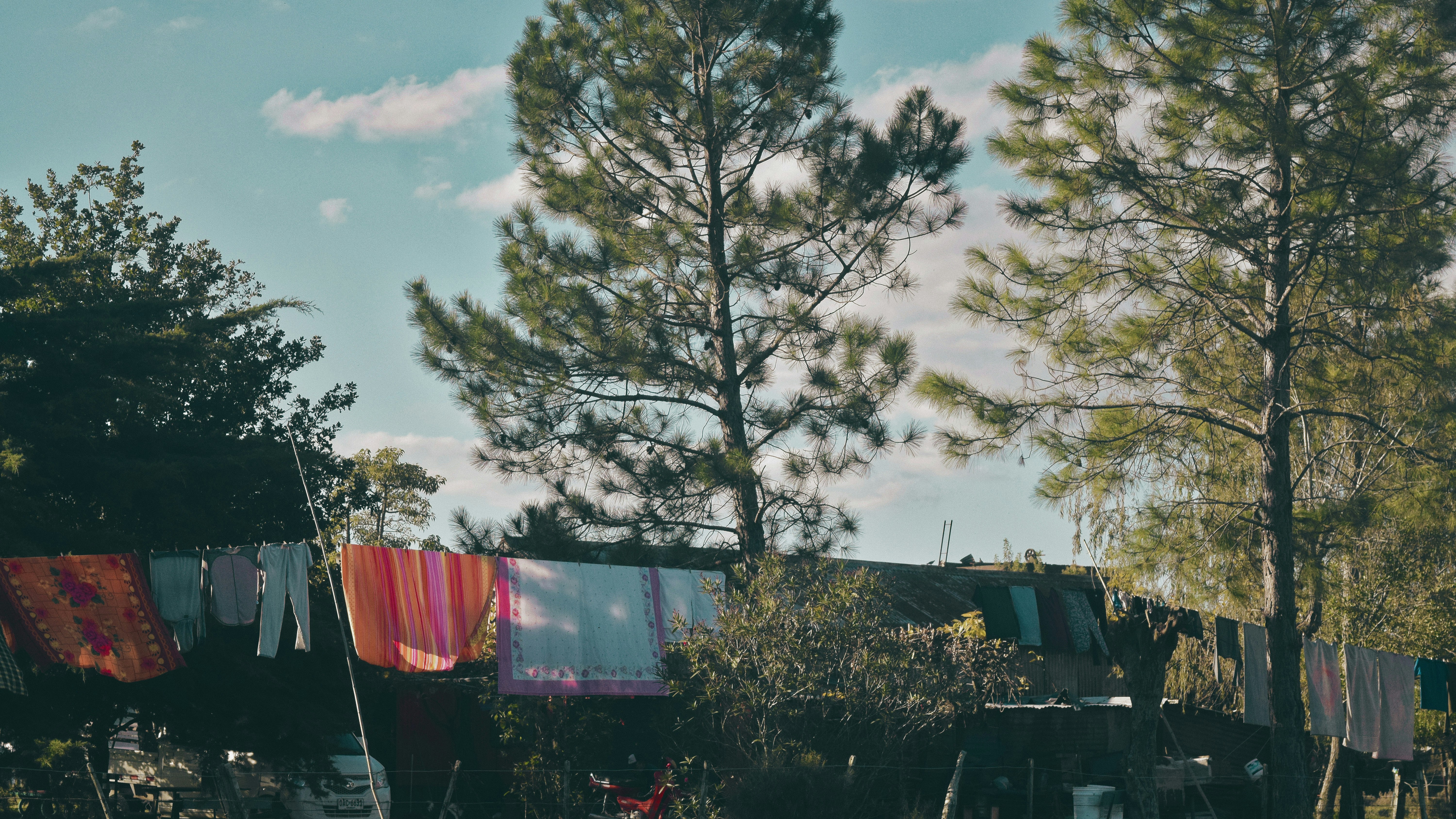 clothes hanging out to dry in the sun
